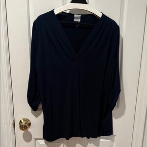 Meri Skye Navy V-Neck Blouse